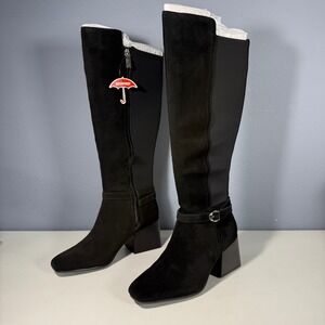 Blondo Twyla Black Suede Waterproof Tall Boots Block Heel Womens 8M New